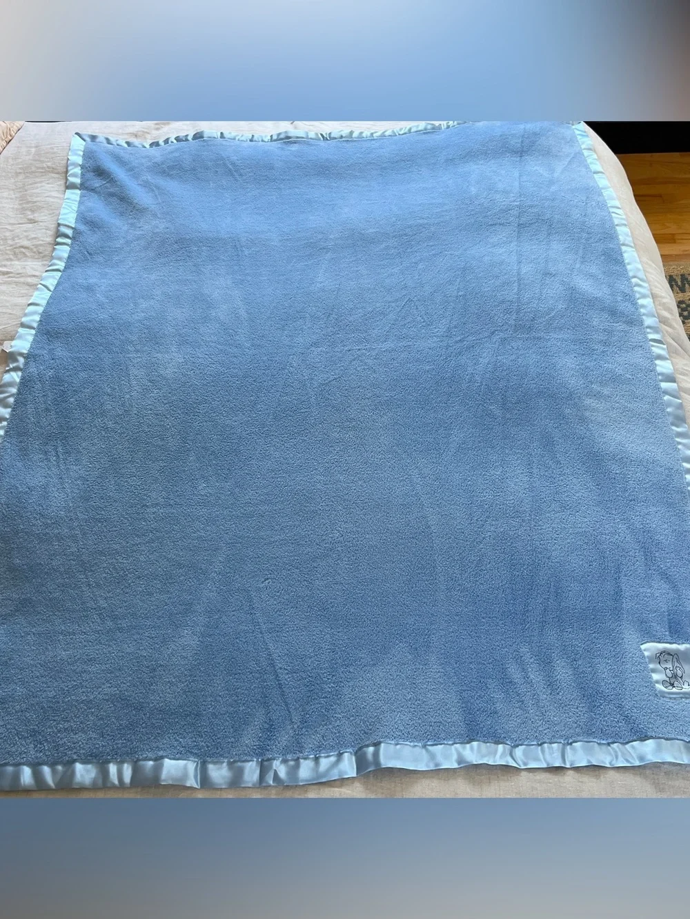 Northwest Peanuts Linus Security Blanket Blue Plush Satin Trim Fleece Blankie